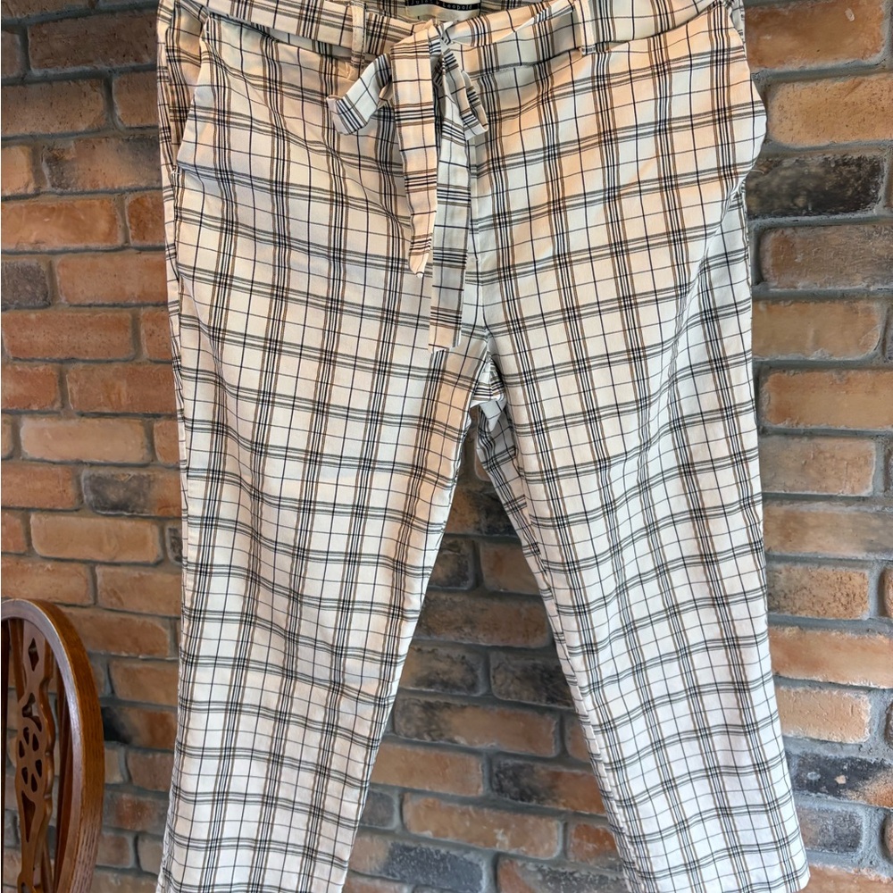Jules & Leopold Cream Plaid  Chinos with Matching Belt